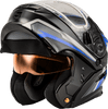 Gmax-MD-01S-Transistor-Snow-Modular-Helmet-with-Electric-Shield-Black-Blue-front-open-visor