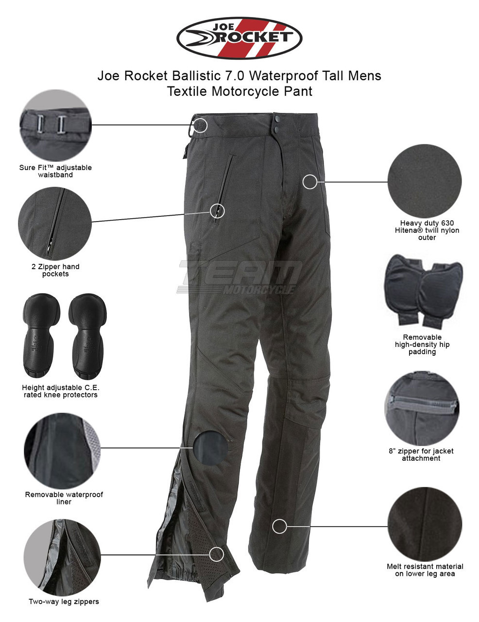 JOE ROCKET BALLISTIC Series Dry Tech Touring Womens Motorcycle Pants Size  Medium
