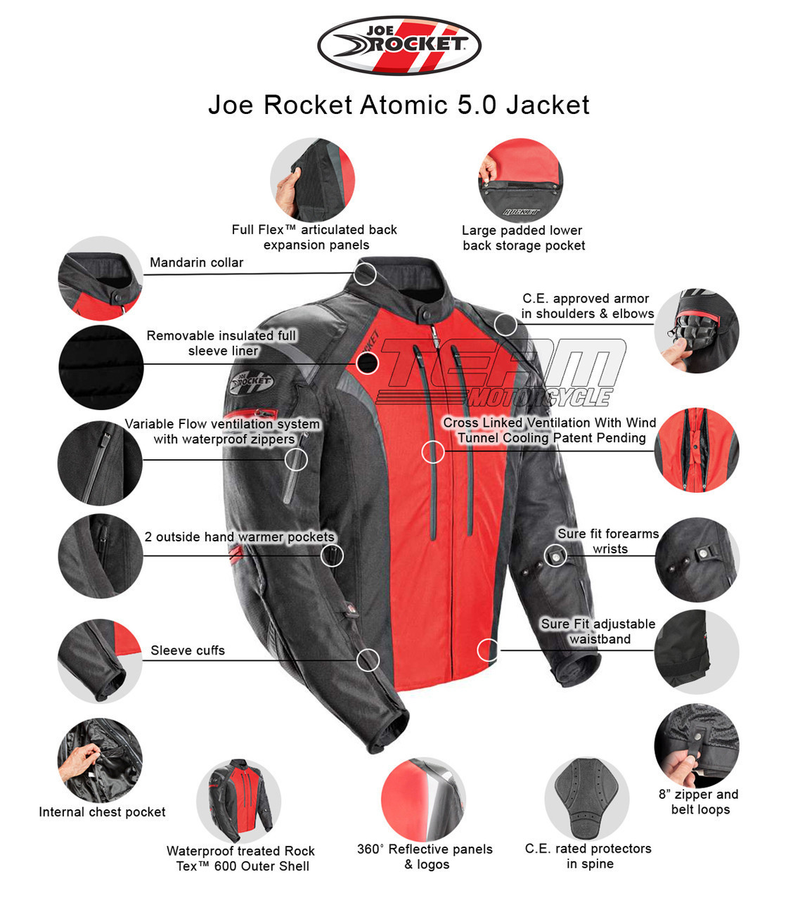 JOE ROCKET MENS MEDIUM ARMORED MOTORCYCLE JACKET BLACK RACING BIKER PADED