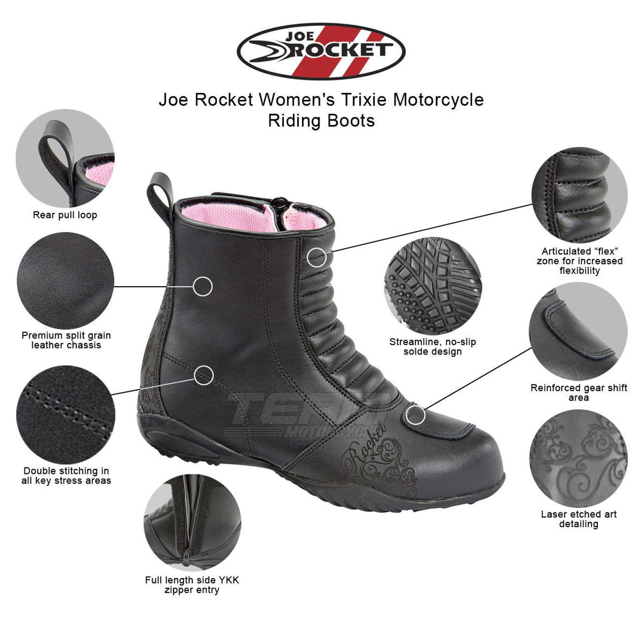 Joe Rocket Women's Trixie Motorcycle Riding Boots