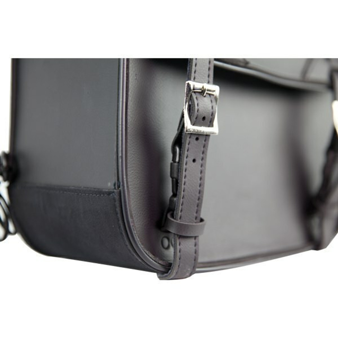 black leather motorcycle saddlebags