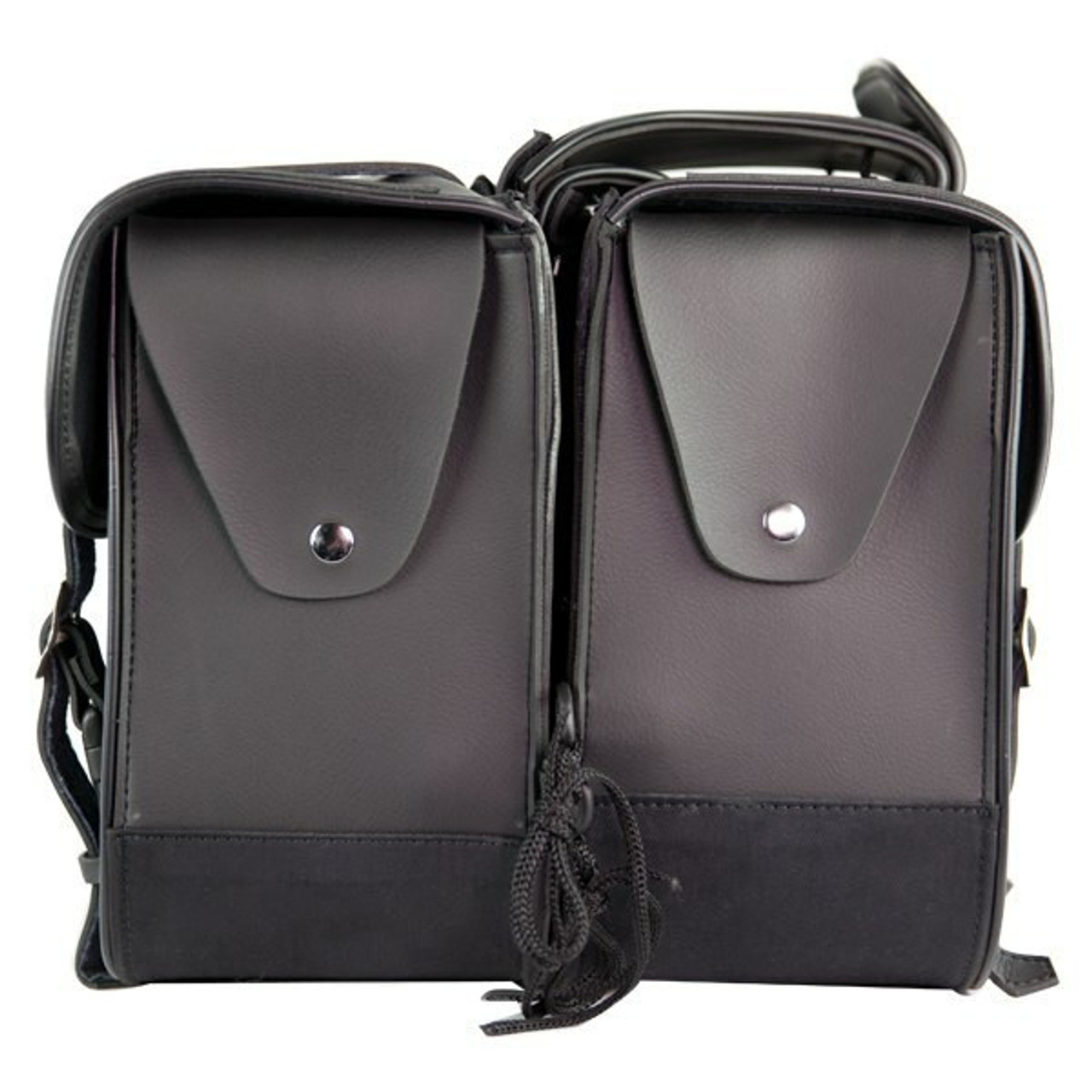 black leather motorcycle saddlebags