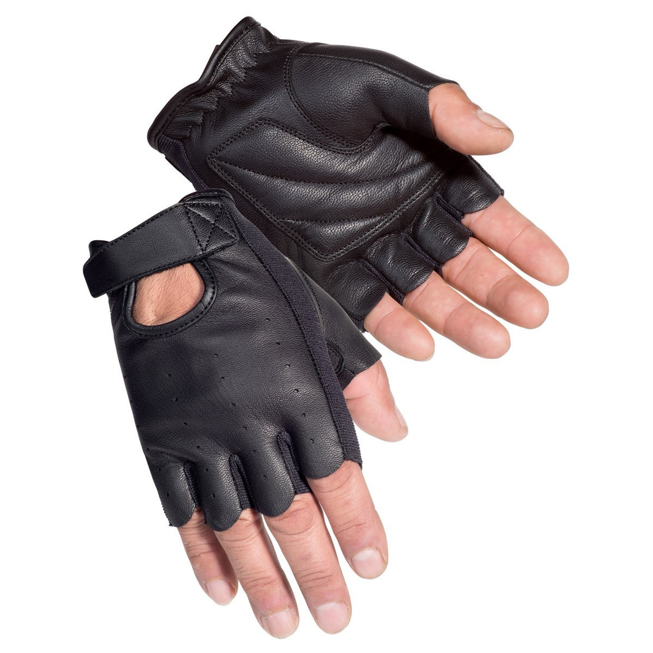 Fingerless Cropped Leather and Chain Mesh Gloves