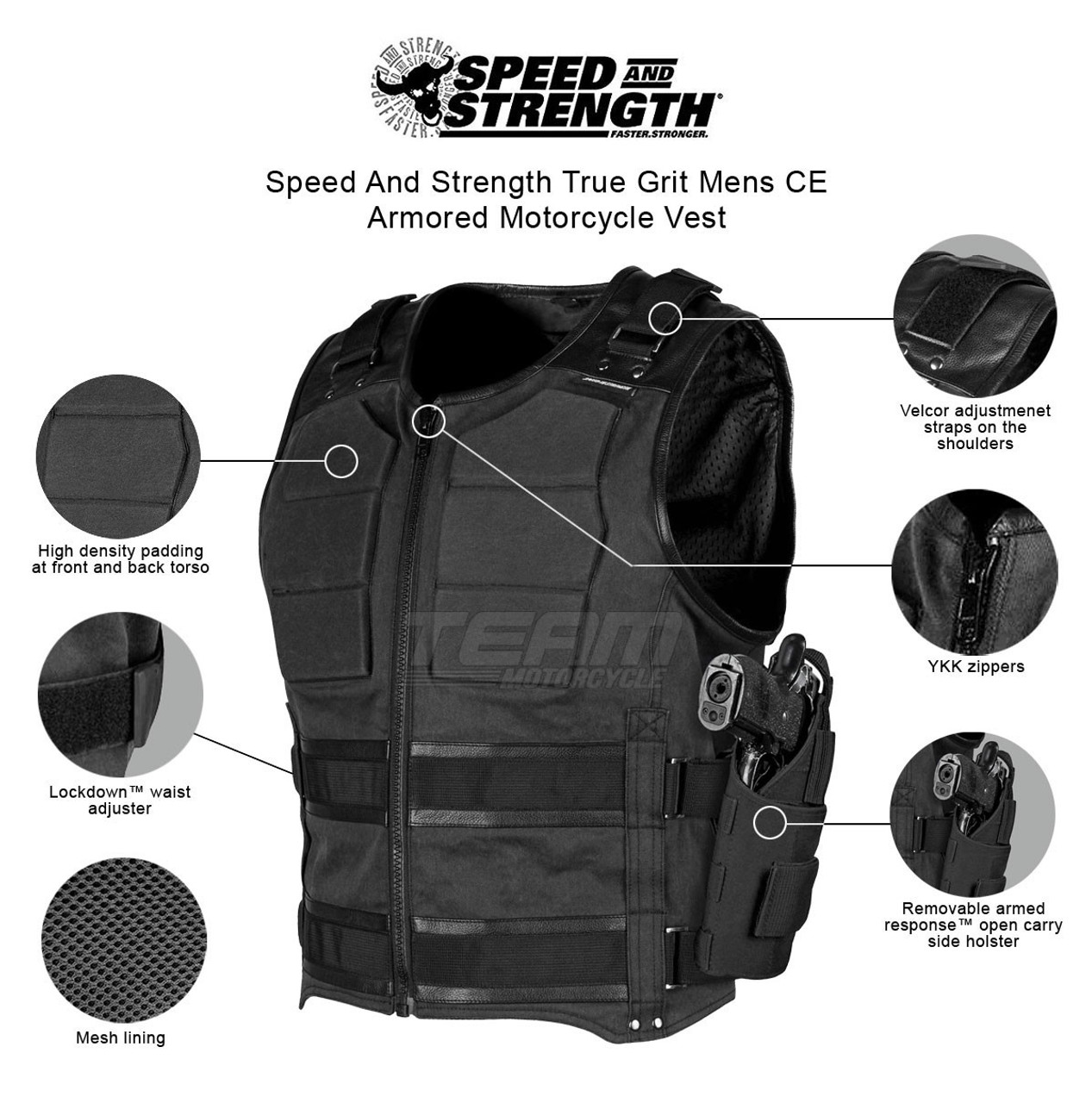 Speed And Strength True Grit Mens CE Armored Motorcycle Vest