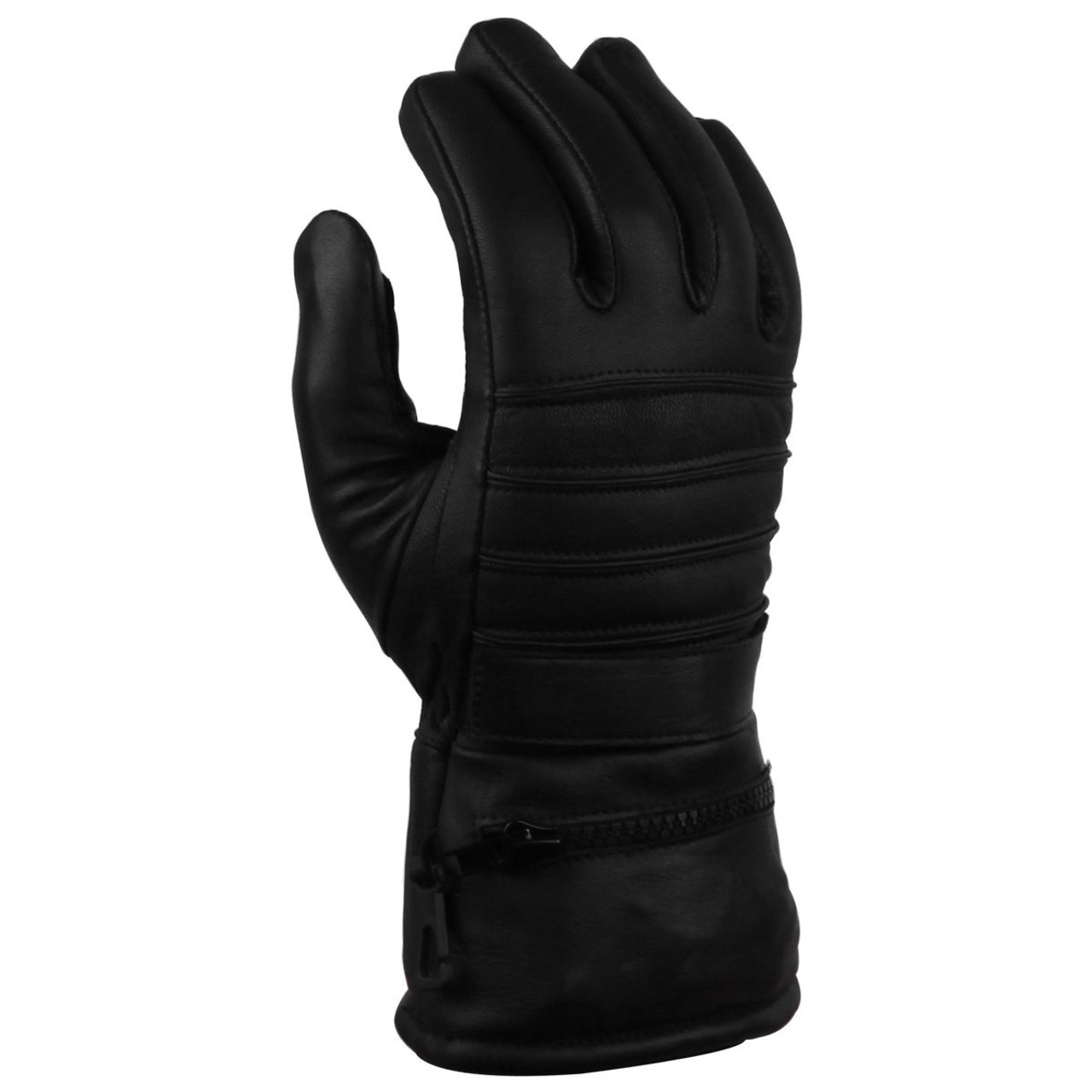 Vance GL2066 Men's Black Biker Motorcycle Leather Gloves With Rain Cover