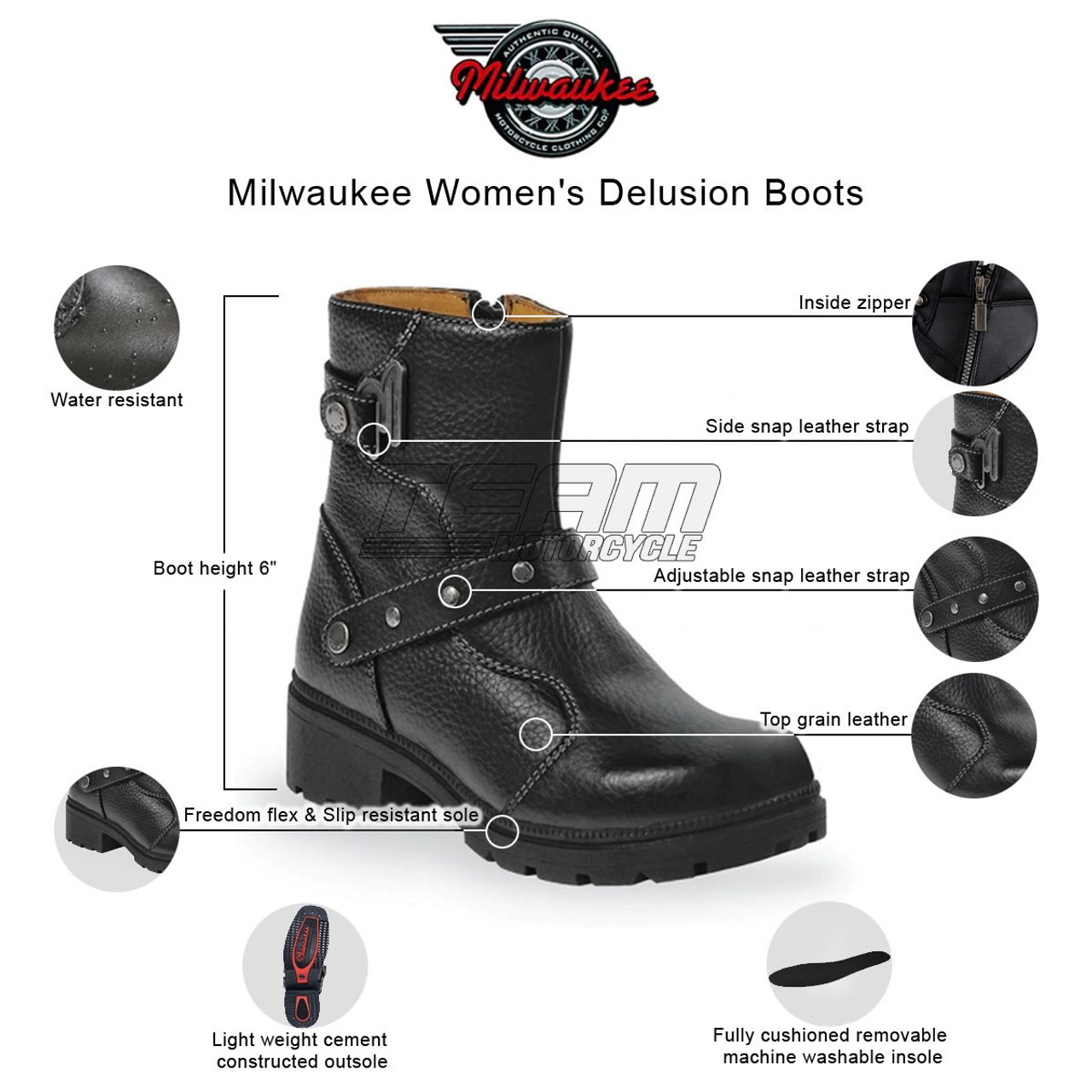 milwaukee motorcycle boots womens