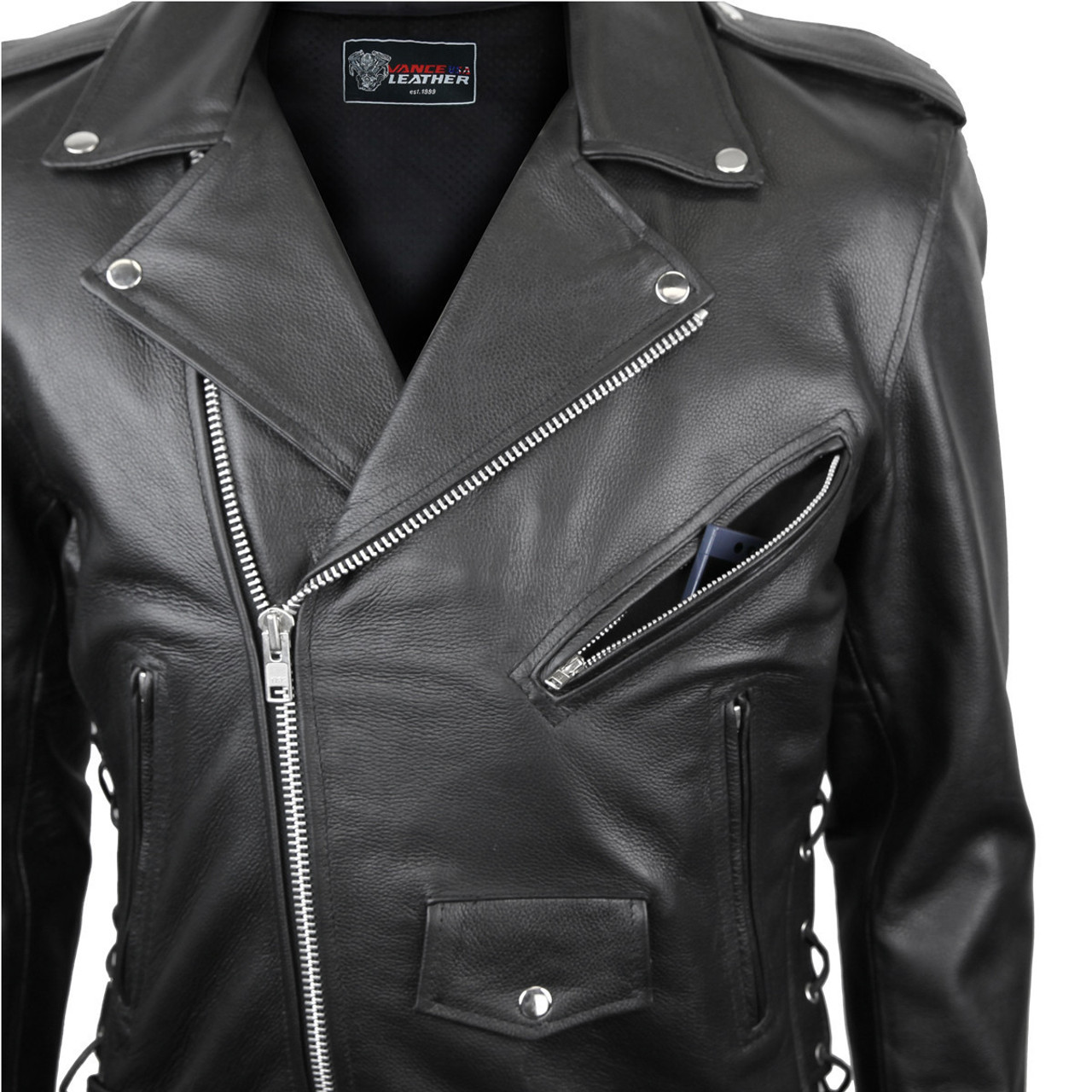 Men's Conceal Carry Insulated Liner Black Leather Jacket