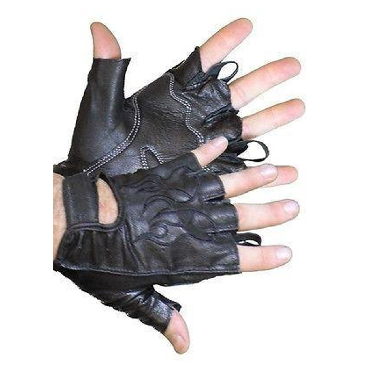 Fingerless Leather Work Gloves with Gel Pads