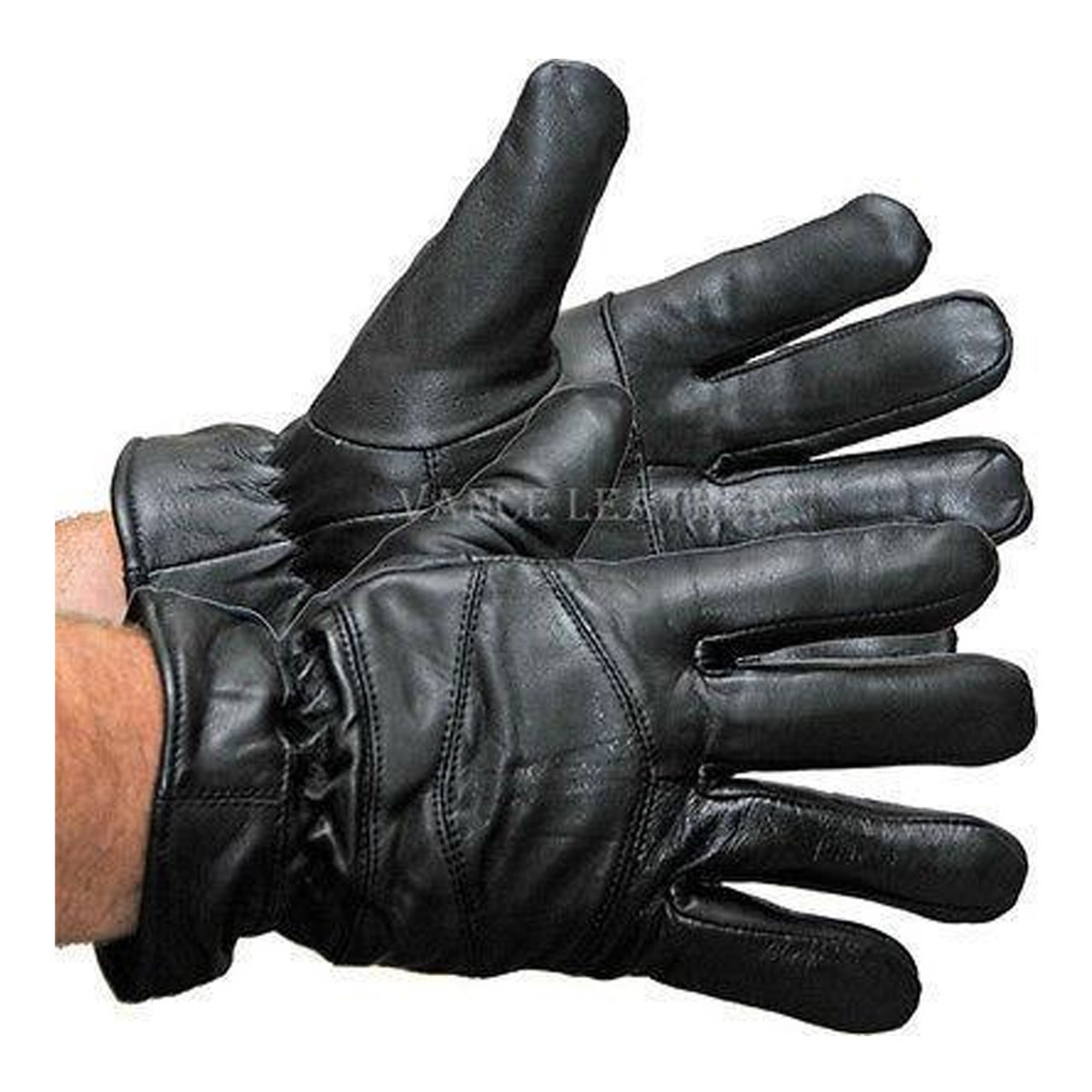 Vance VL444 Mens Black Leather Lightweight Lined Gloves - Team Motorcycle