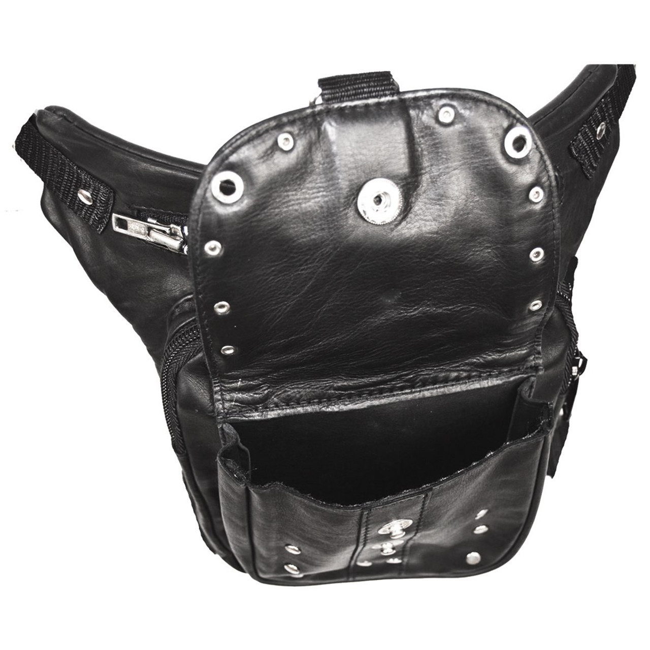 Leather Leg Holster Bag Black