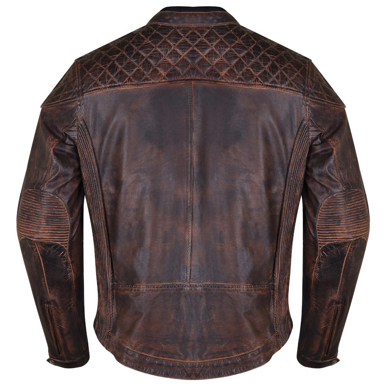 Men's Brown Motorcycle Jacket | Men's Distressed Leather Biker Jacket