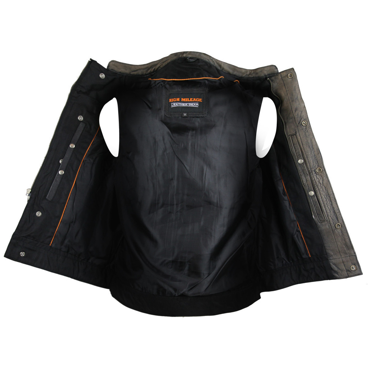 High Mileage Mens Premium Cowhide Distressed Brown SOA Style Biker Club  Leather Motorcycle Vest