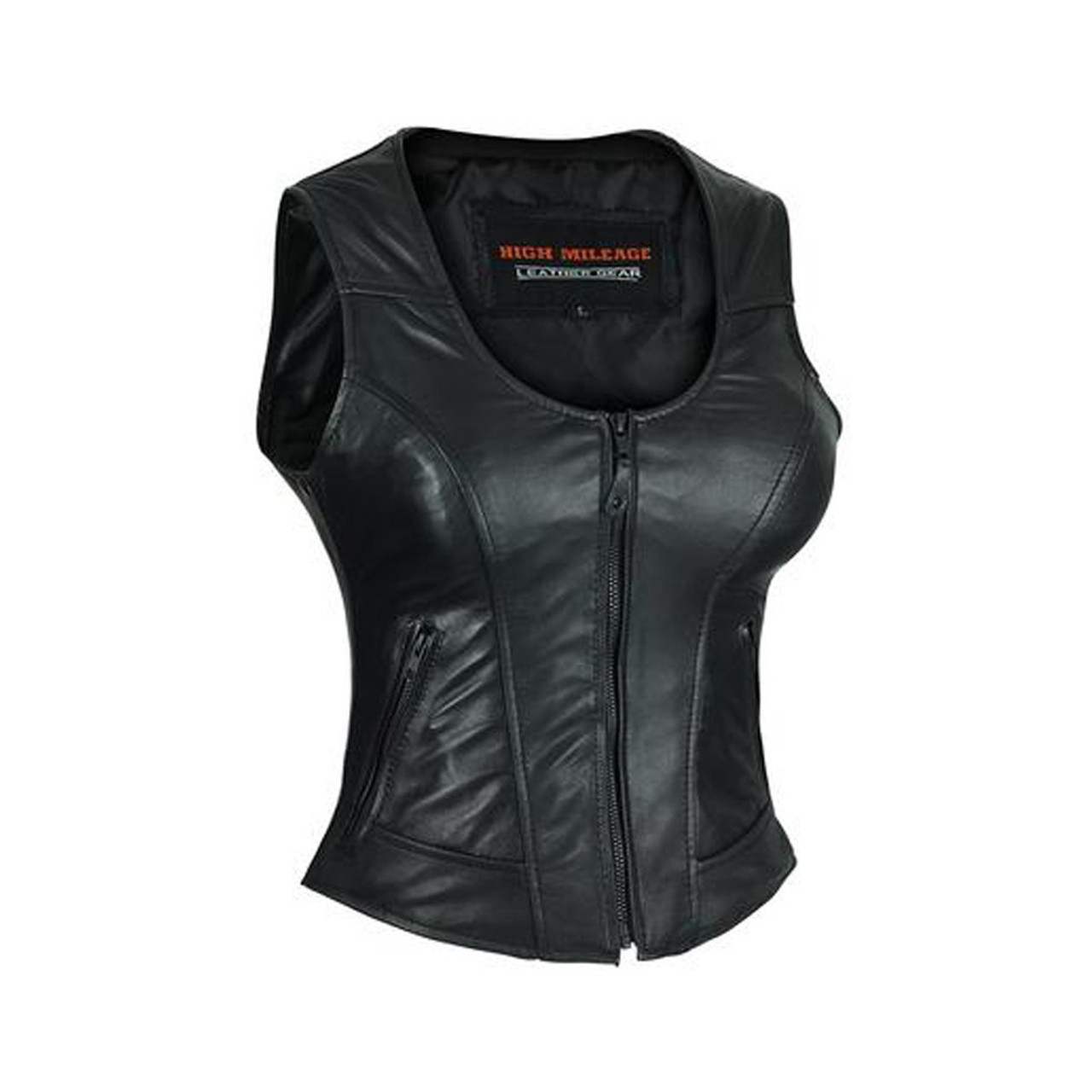 High Mileage HML1041 Womens Lady Biker Leather Motorcycle Vest - Team ...