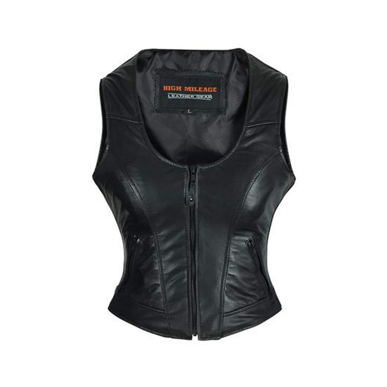High Mileage HML1041 Womens Lady Biker Leather Motorcycle Vest - Team