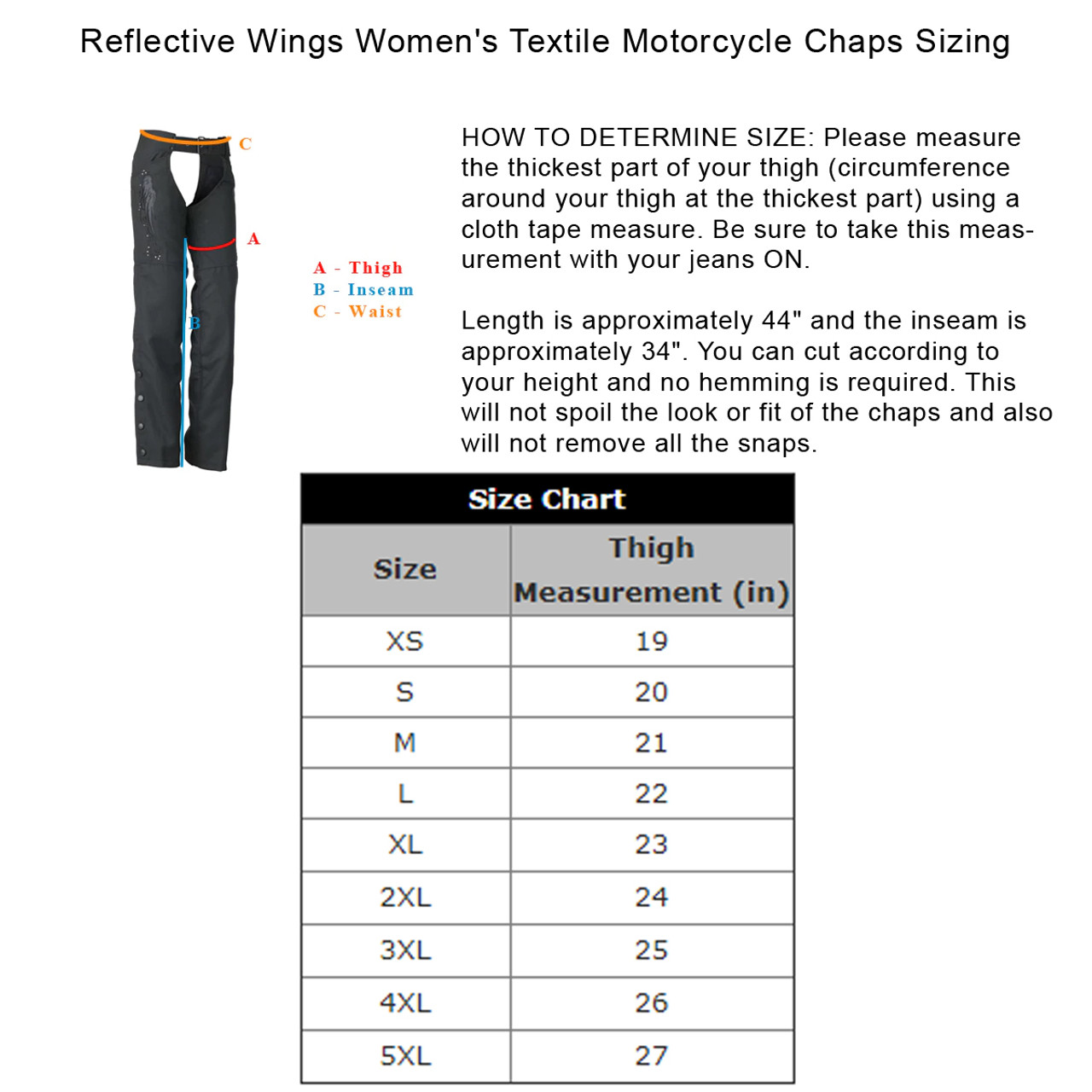 Chaps Size Chart Women S