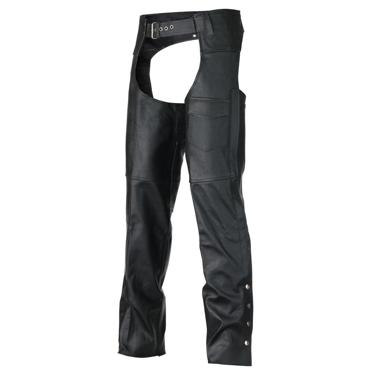 Black Leather Bike Riding Chaps - Team Motorcycle
