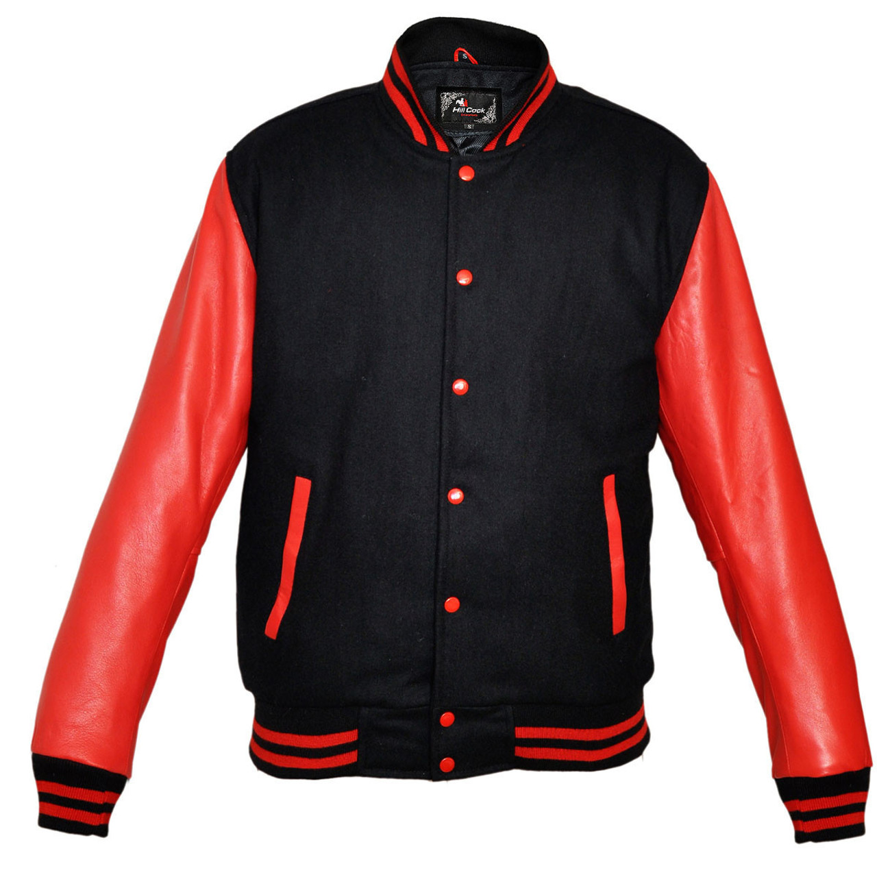 Letterman Baseball Varsity Grey Wool and Genuine Red Leather Sleeves Jacket