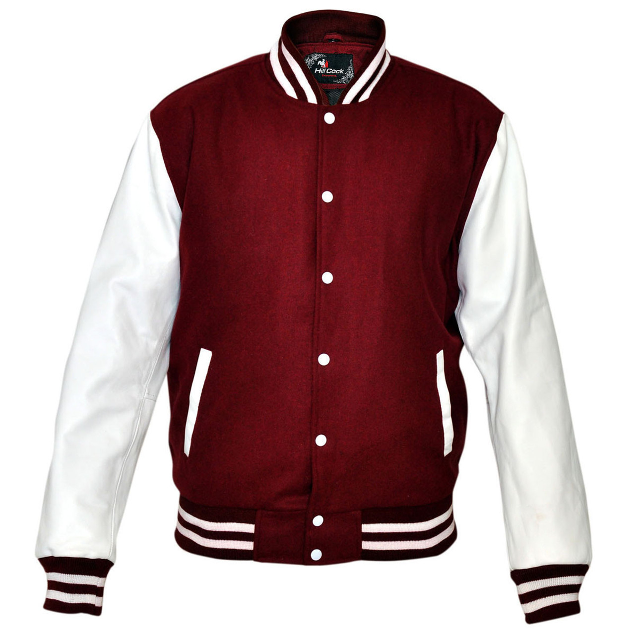 Mens MJ590R Red Wool with Real Leather Premium Varsity Letterman Jacket ...