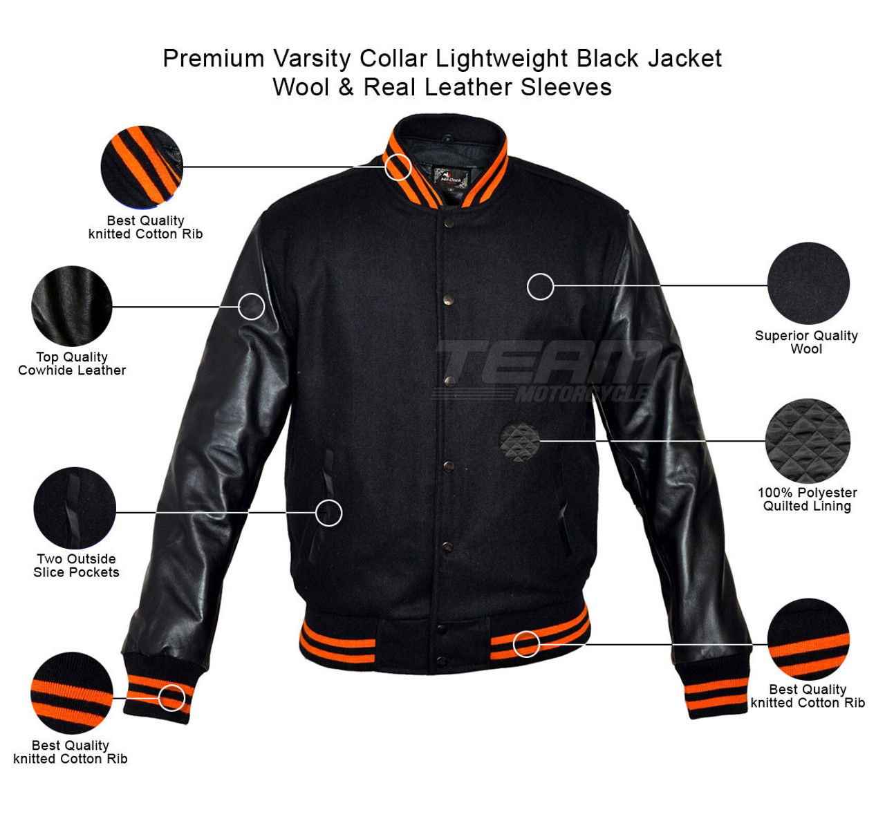 Team Motorcycle Men's Premium Varsity Letterman Jacket