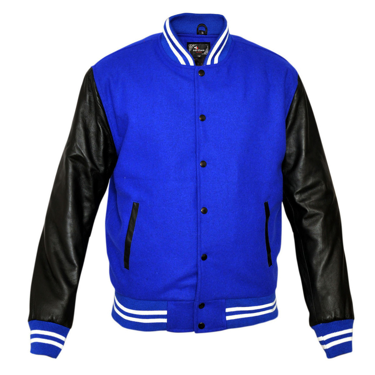 Men's Classic Wool And Leather Varsity Jacket [Black/Red