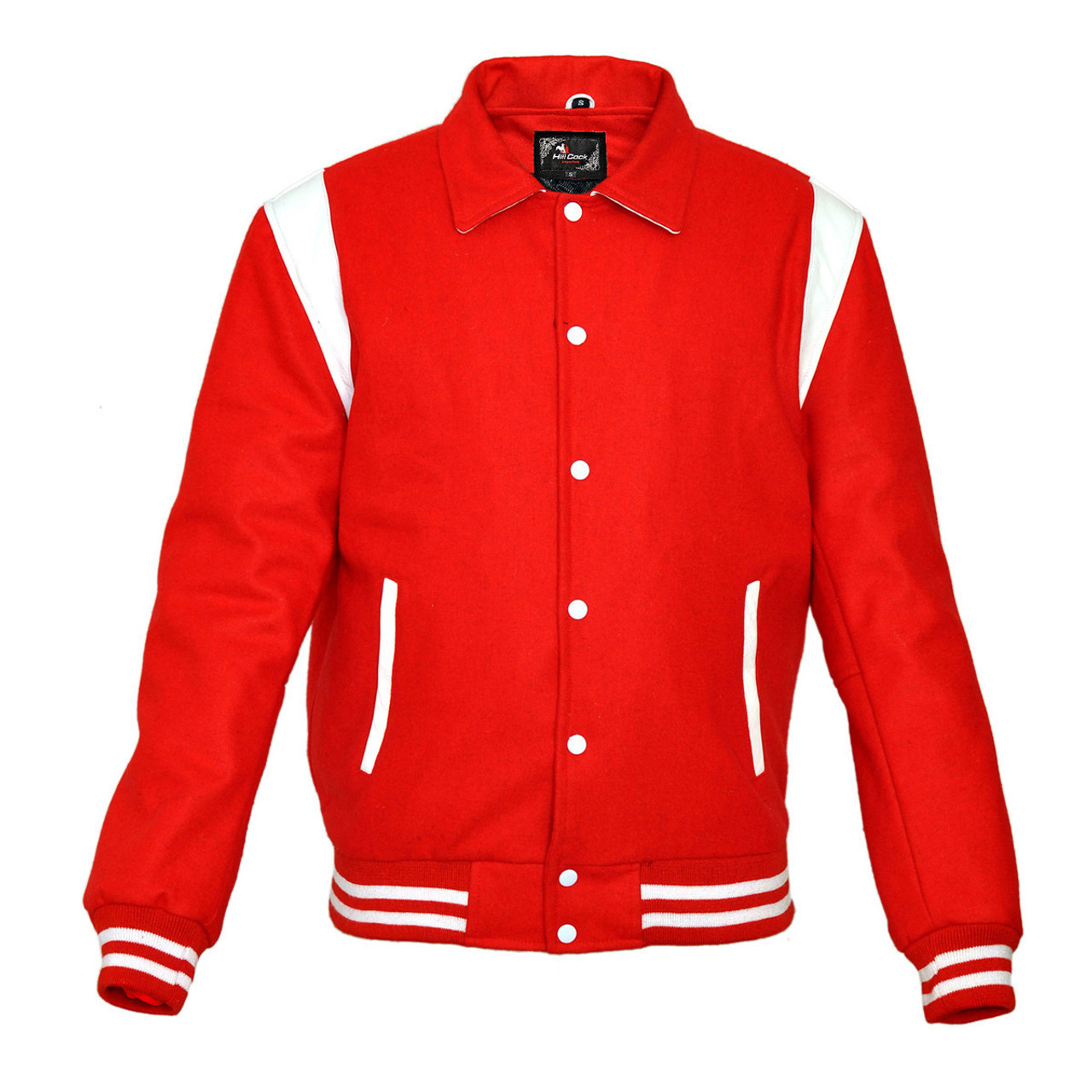 Mens MJ593 Wool with Real Leather Premium Varsity Jacket with