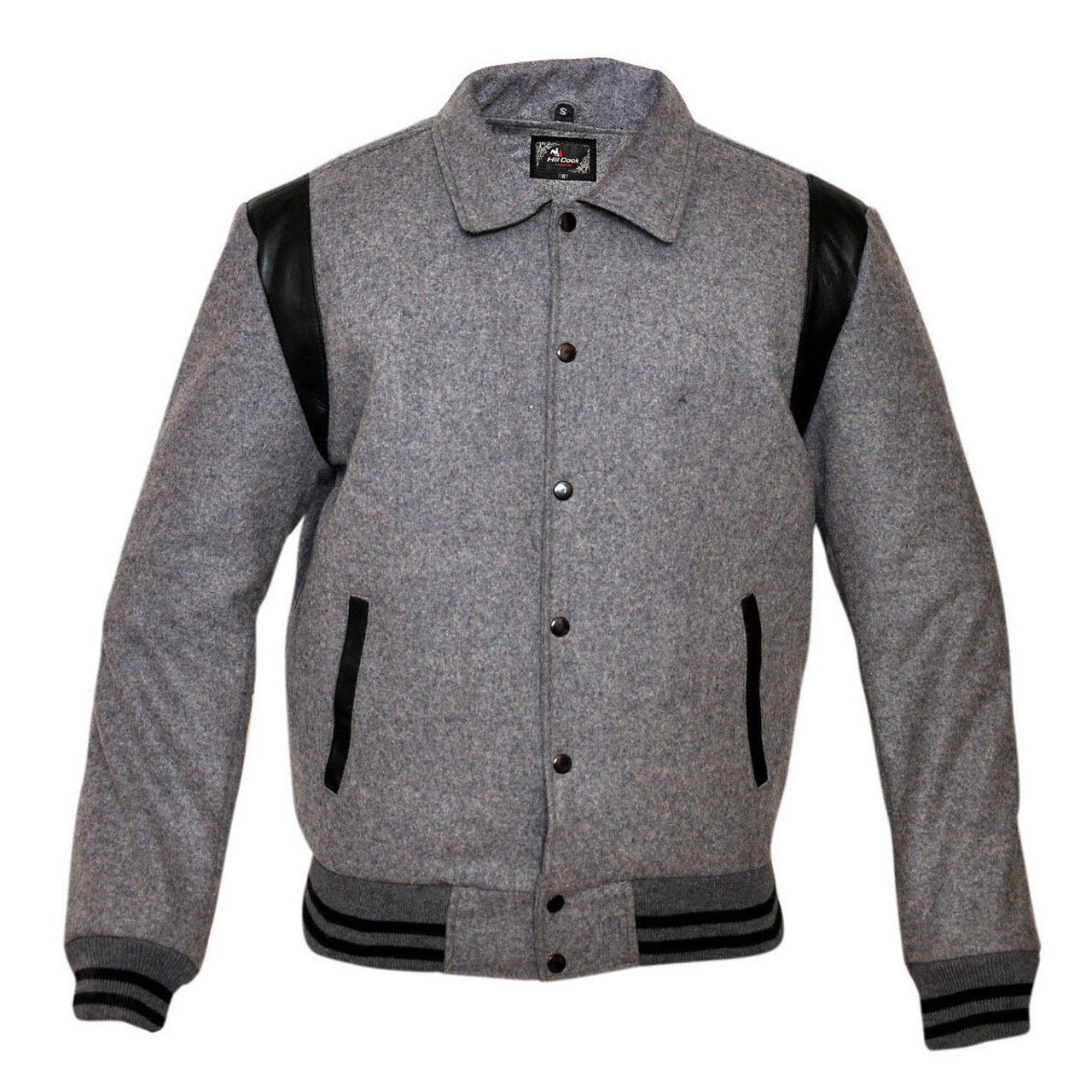 Mens MJ593 Wool with Real Leather Premium Varsity Jacket with