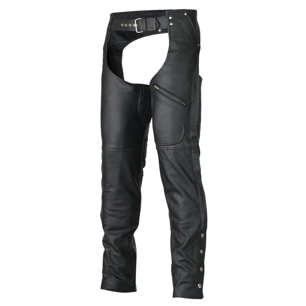 Black, X-Large Milwaukee Mens Basic Coin Pocket Leather Chaps