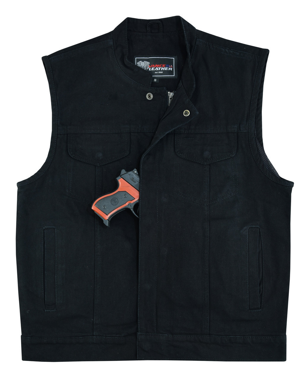 Leather MC-Vest - Cut Off - SOA - High V-cut neck, Vests