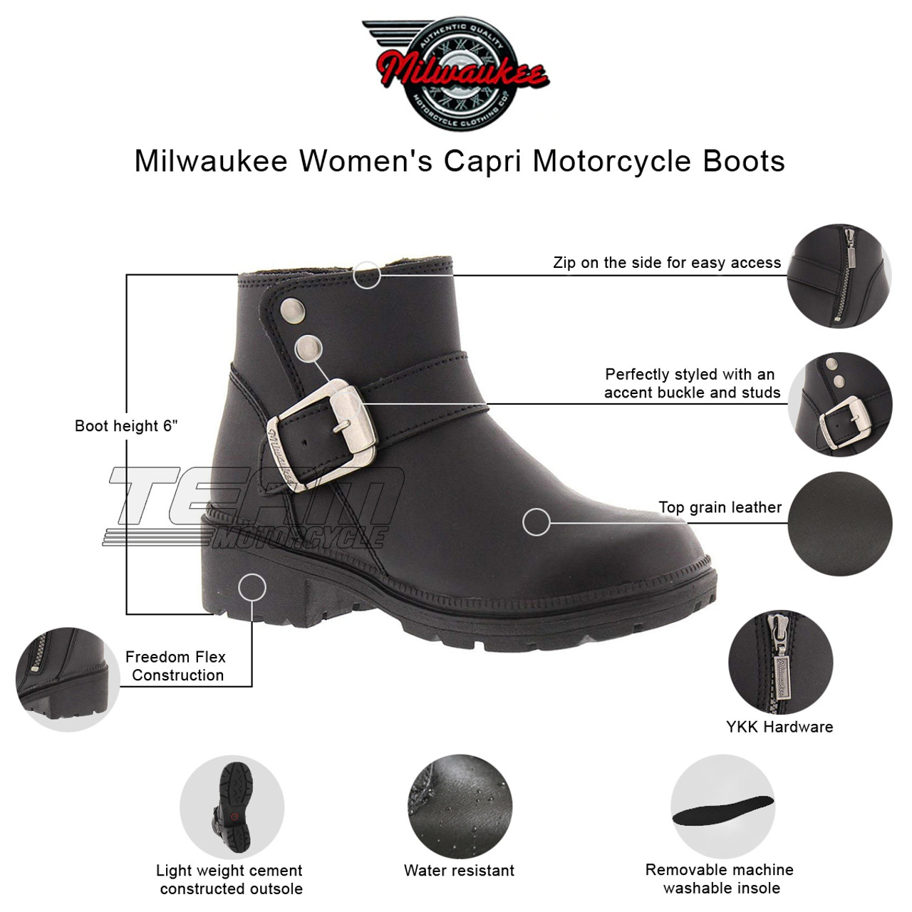 Womens Milwaukee Motorcycle Clothing Company Mmcc Capri Motorbike Biker
