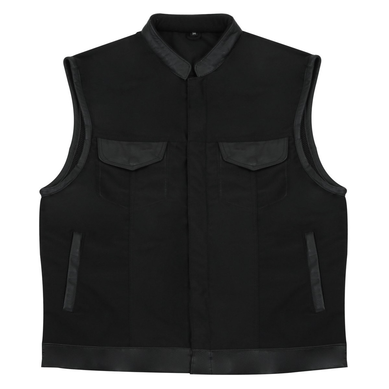 Jafrum Men's Black SOA Club Style Black Motorcycle Textile Vest