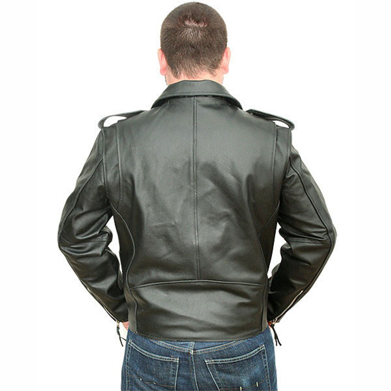 Jafrum Basic Biker Leather Motorcycle Jacket - Team Motorcycle