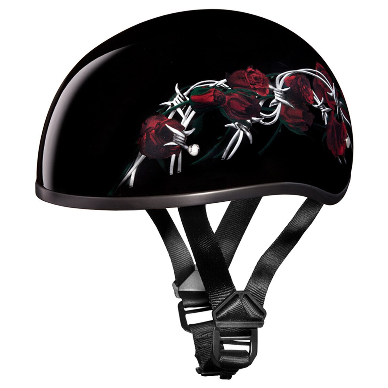 Daytona Women's Skull Cap Barbed Roses Half Helmet - Team Motorcycle