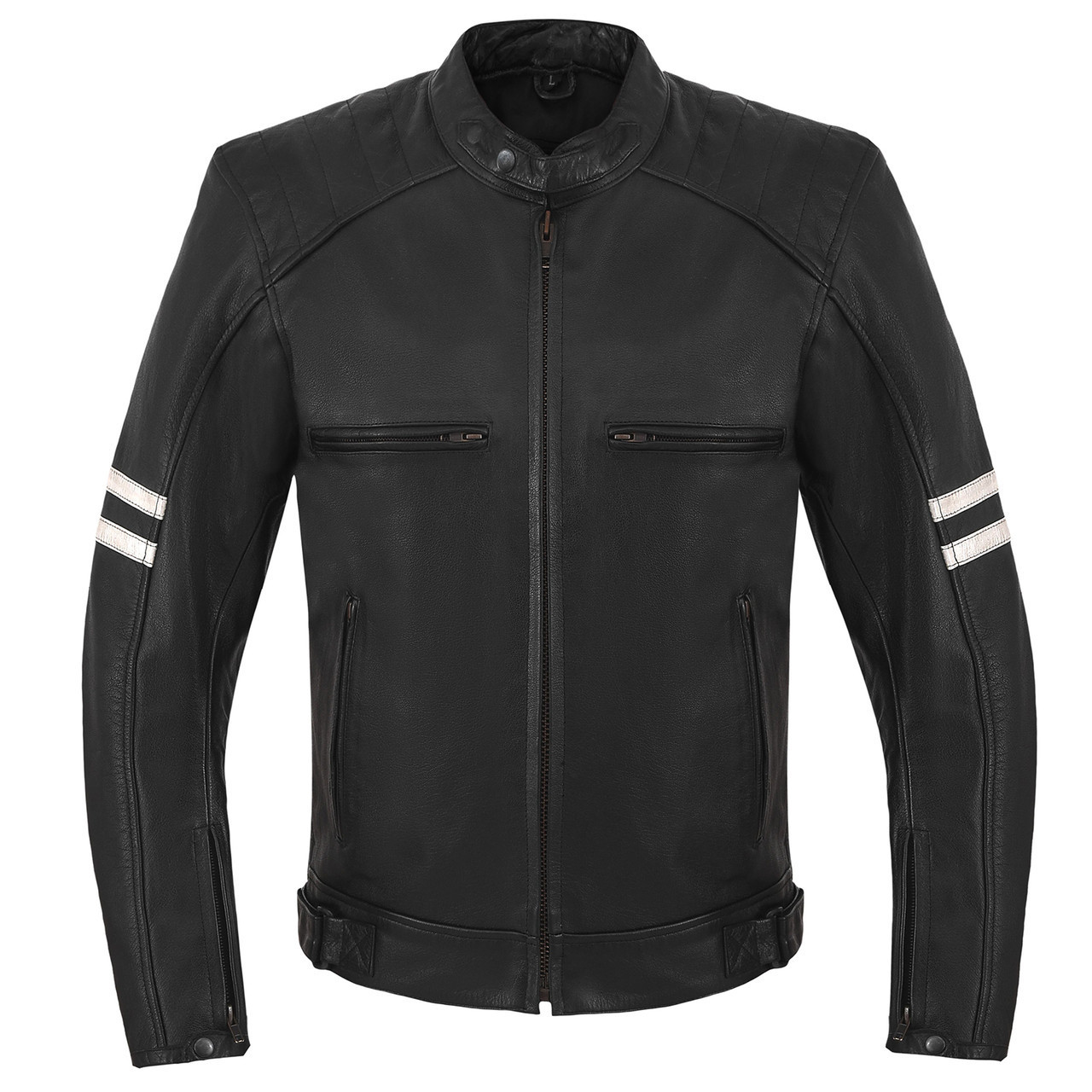 Sport Style Cowhide Leather Biker Motorcycle Riding Jacket