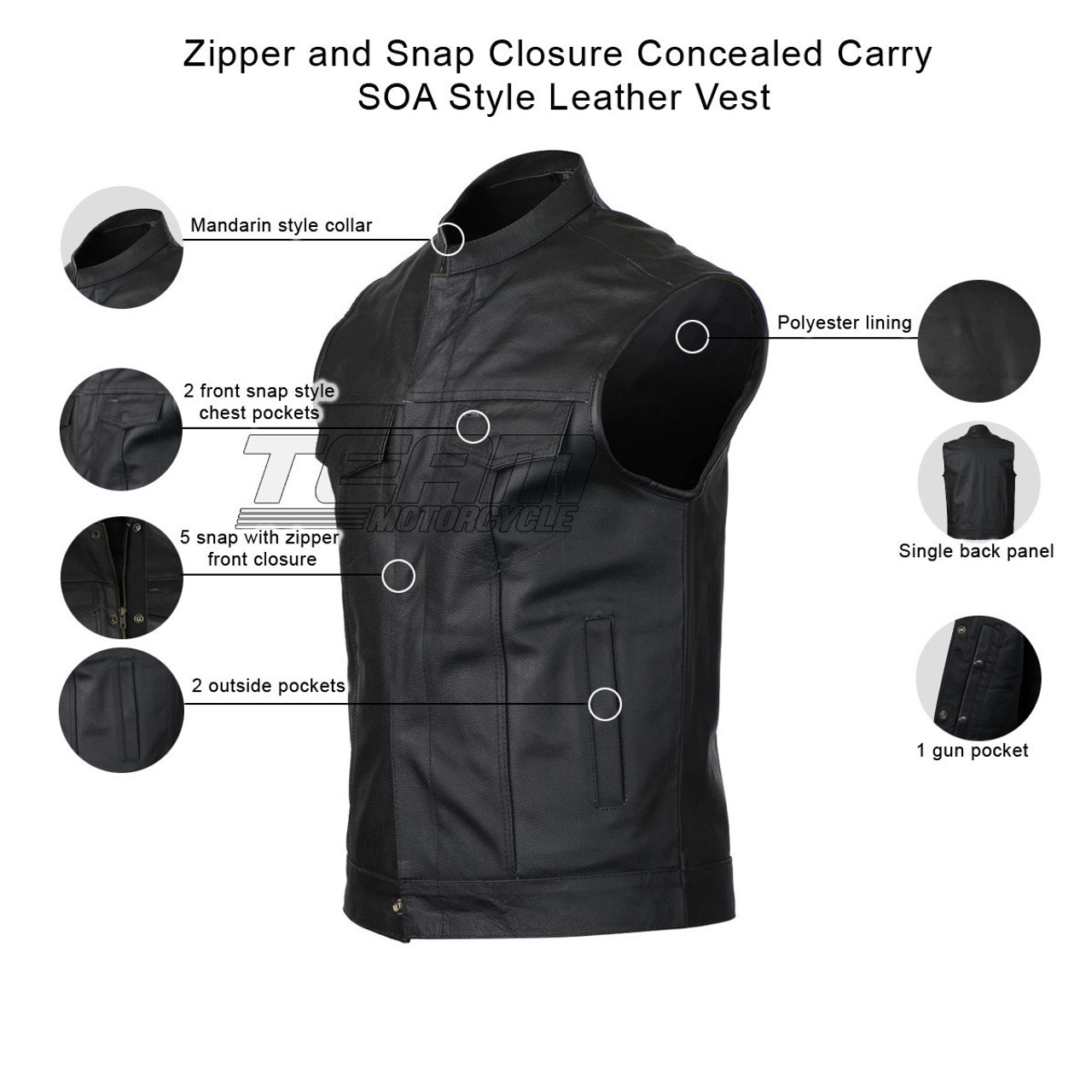 Concealed carry leather on sale vest