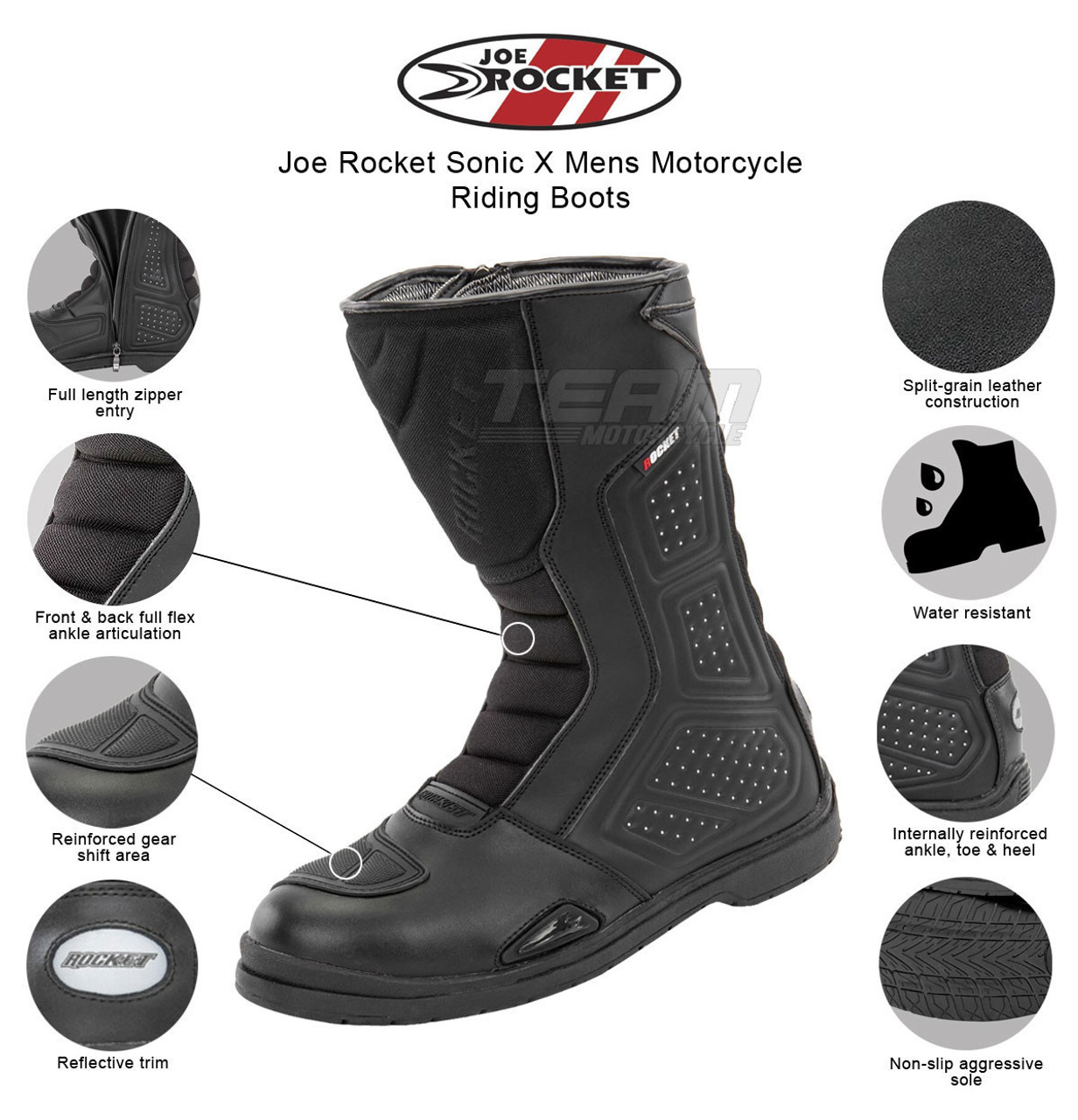 Joe Rocket Sonic X Mens Motorcycle Riding Boots