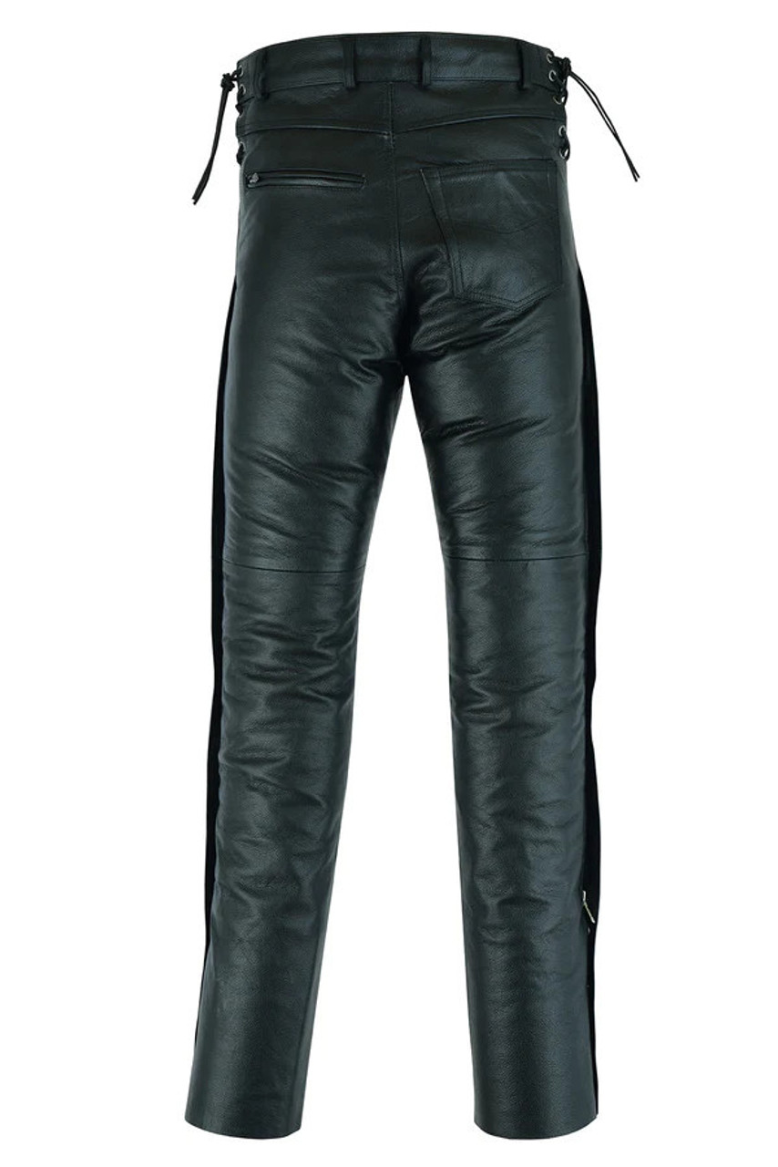Mens Black Premium Cowhide Biker Motorcycle Leather Chap Pants ...