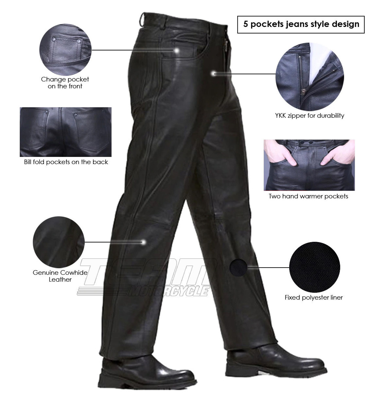 CTBQiTom Leather Motorcycle Pants for Men Faux Leather Pants