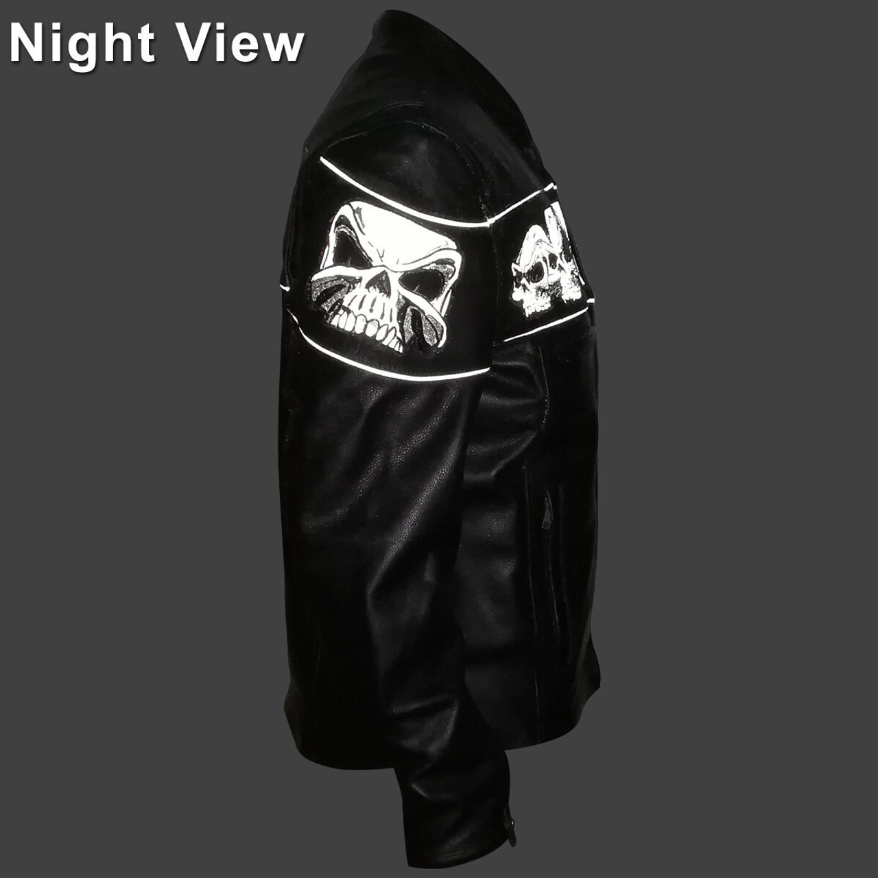 Premium Cowhide Leather Motorcycle Jacket With Reflective Skull