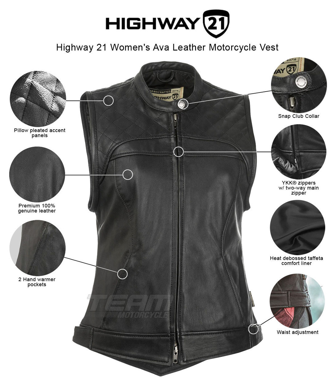 Highway 21 Women's Ava Leather Motorcycle Vest