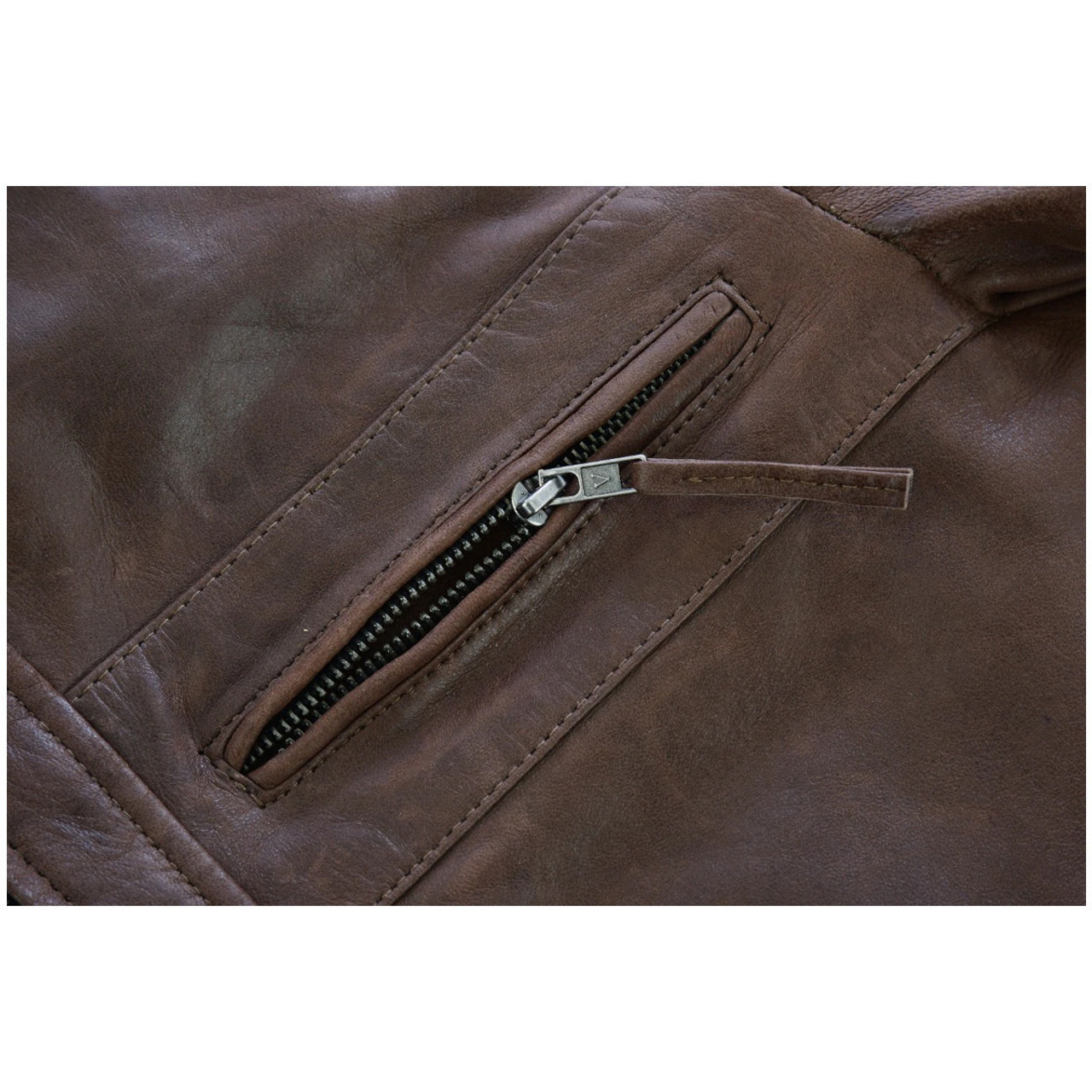 Vance Leather VL550CBr Men's Cafe Racer Waxed Lambskin Chocolate Brown ...