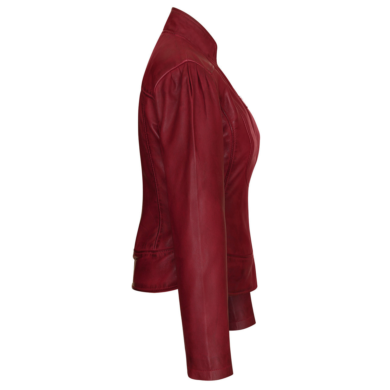 Vance Leathers 'Maya' Ladies Premium Soft Lightweight Burgundy Fitted  Motorcycle Leather Jacket