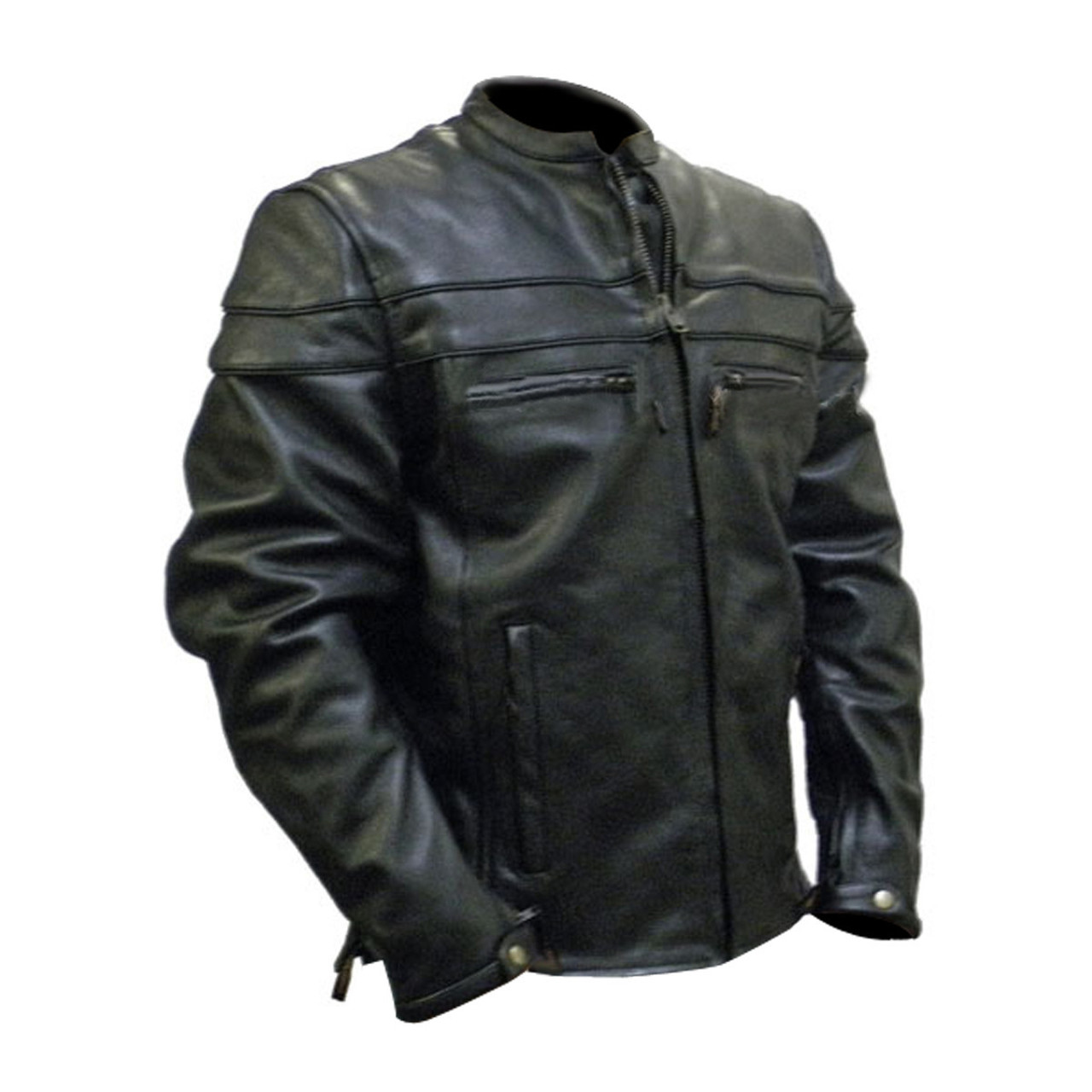 Jafrum Men's MJ531 Leather Motorcycle Jacket - Team Motorcycle