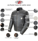 Joe Rocket Classic 92 Mens Leather Motorcycle Jacket - Infographics