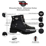 Mens Milwaukee Motorcycle Clothing Company MMCC Outlaw Motorbike Biker Riding Black Leather Boots - Infographics