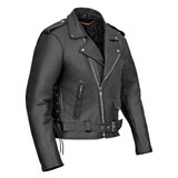 Vance VL515TG Mens Premium Cowhide Conceal Carry Insulated Liner and Side Laces Classic MC Motorcycle Biker Black Leather Jacket- Side View
