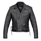 Vance VL515TG Mens Premium Cowhide Conceal Carry Insulated Liner and Side Laces Classic MC Motorcycle Biker Black Leather Jacket