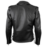 Vance VL515TG Mens Premium Cowhide Conceal Carry Insulated Liner and Side Laces Classic MC Motorcycle Biker Black Leather Jacket - back