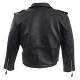 Vance VK515 Children's Kids Boys Girls Black Leather Biker Motorcycle Jacket - Back View