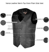 Vance Leather Men's Top Grain Plain Side Vest - Infographics