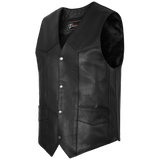 Vance VL921S Men's Black Biker Leather Motorcycle Vest - main